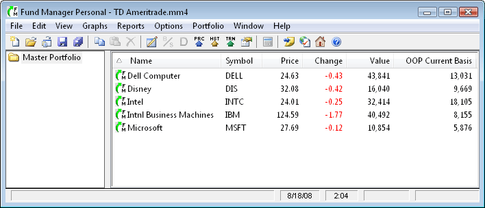 TD Ameritrade Portfolio Editor